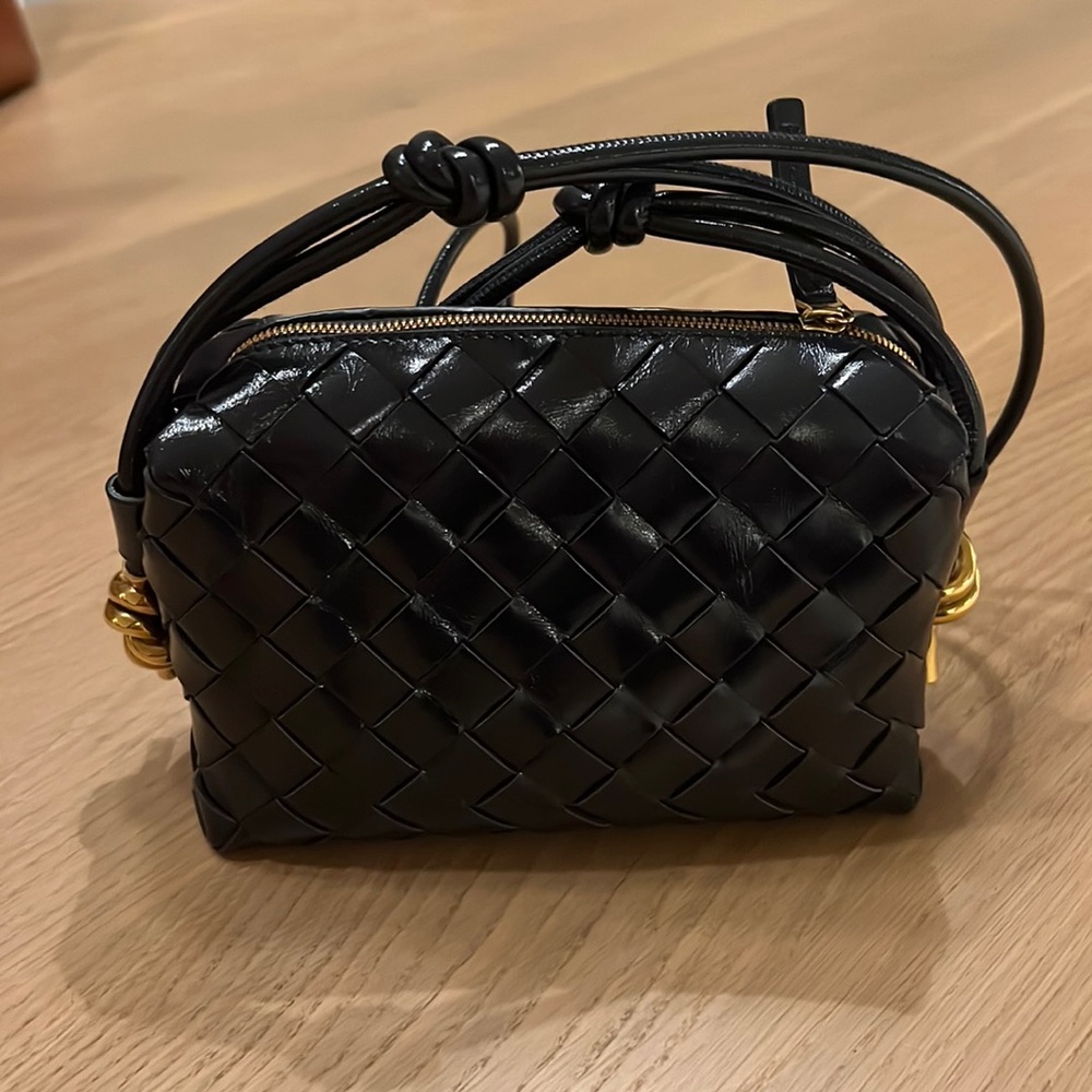 Bottega Veneta Mini Loop Intrecciato Space Grey